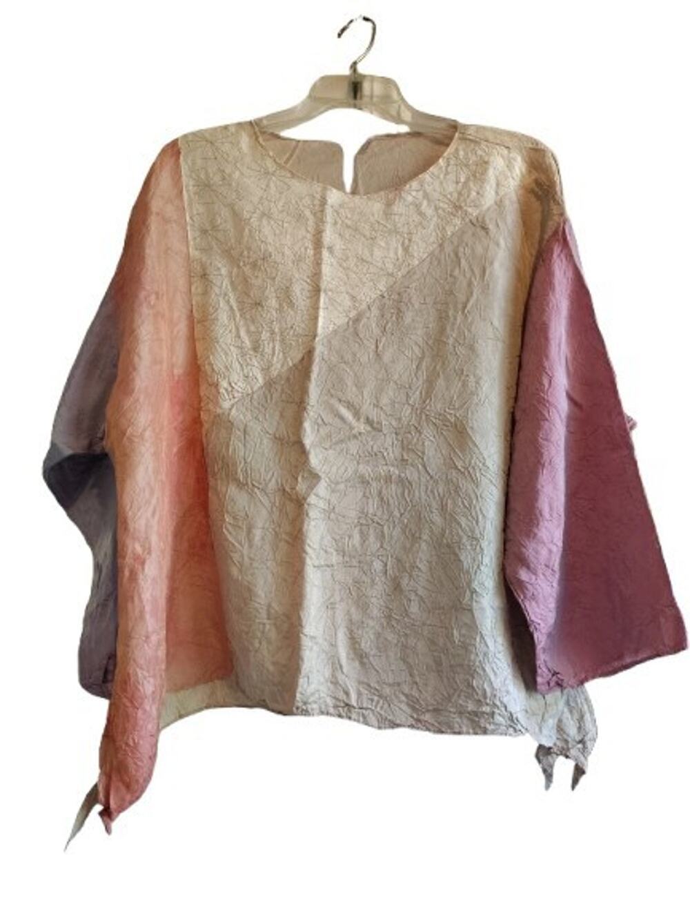 VTG Staley Gretzinger Patchwork Art to Wear Top Blouse M/L Crinkle Lagenlook...